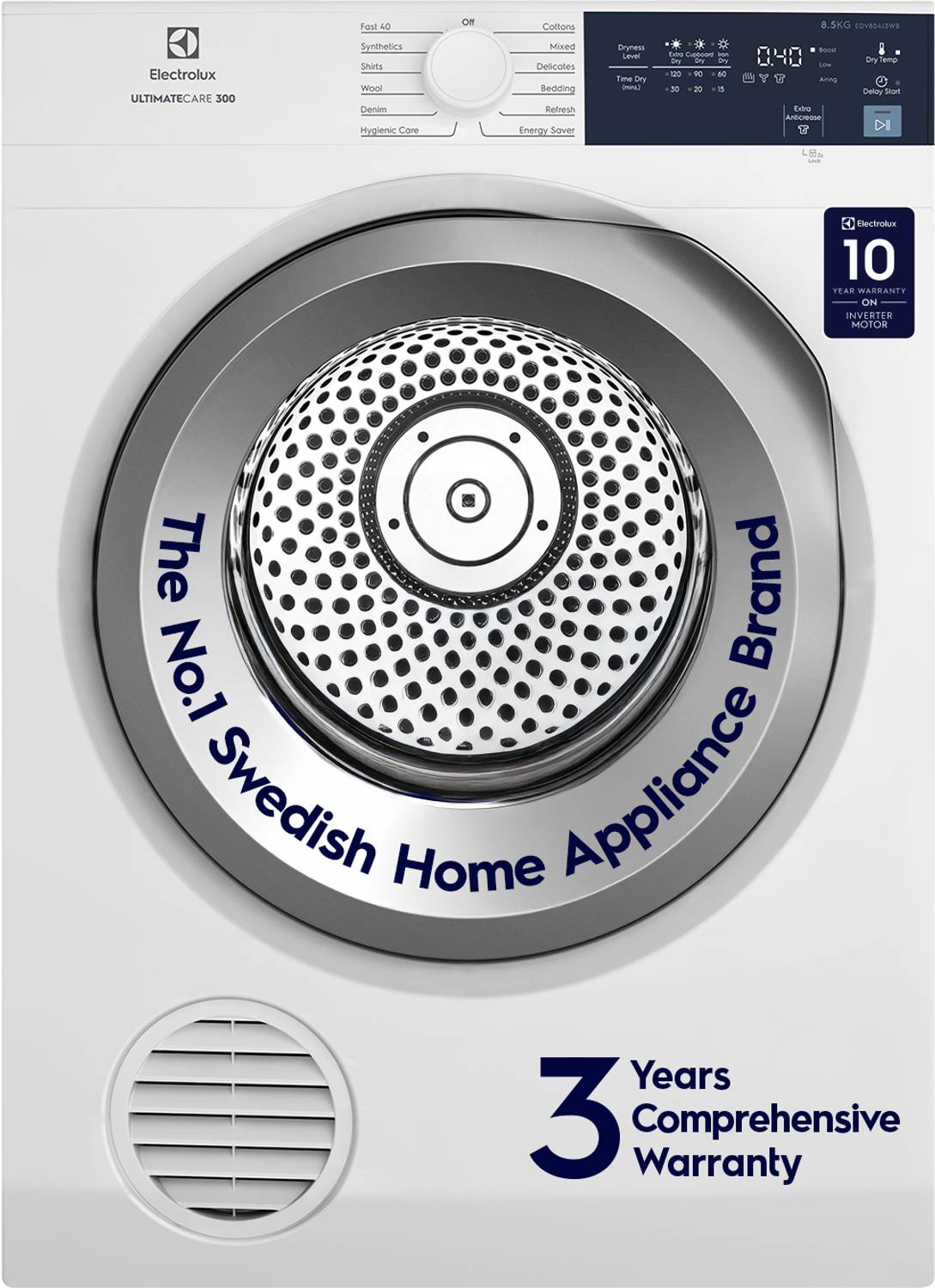 Electrolux 8.5 kg Smart Sensors, Colour Care,Venting Dryer with R
