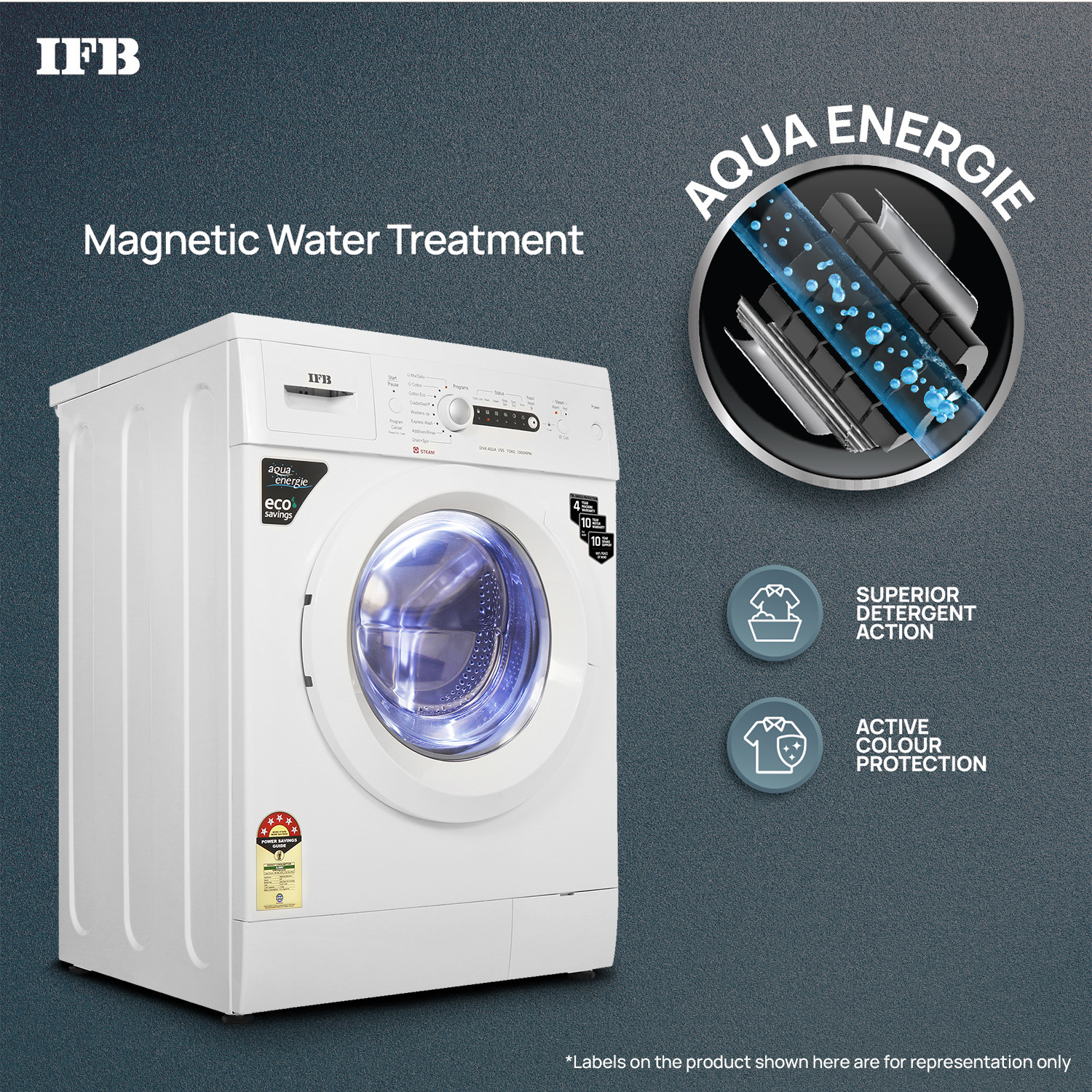 Image of IFB 7 kg 5 Star 2X Power Steam,Hard Water Wash Fully Automatic Front Load Washing Machine with In-built Heater White