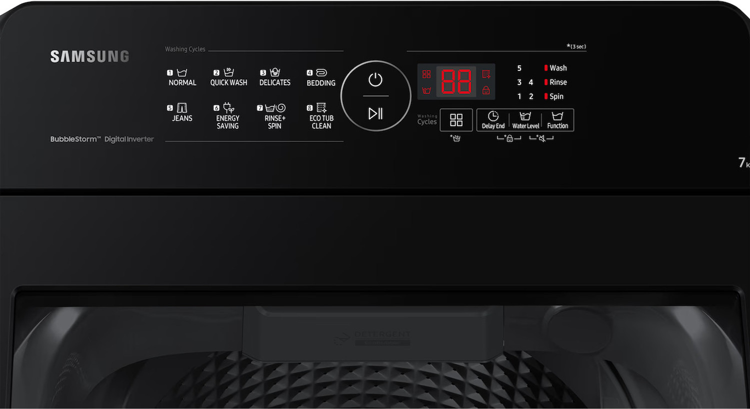 Image of Samsung 7 kg Fully Automatic Top Load Washing Machine with In-built Heater Grey
