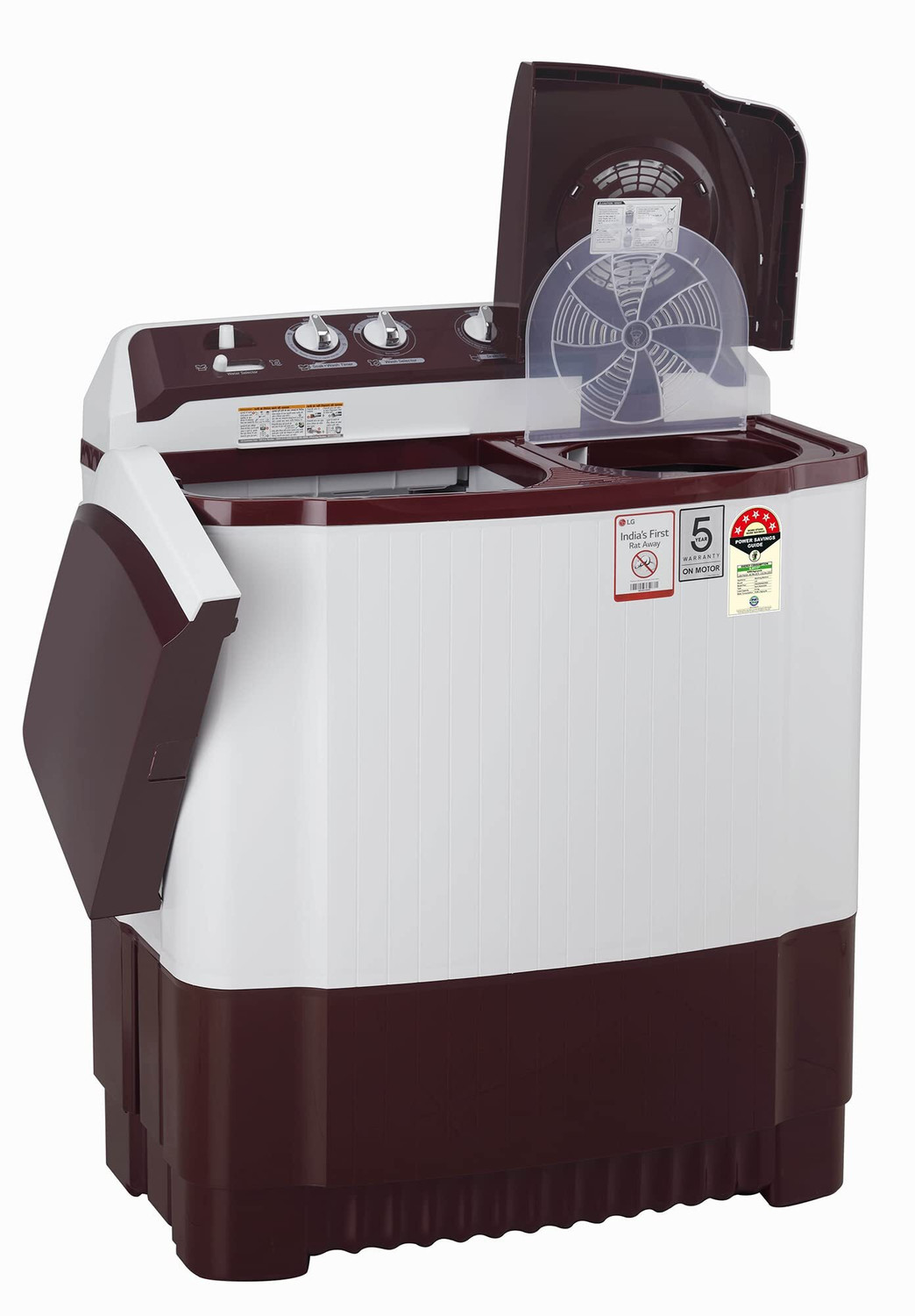 Image of LG 8 kg Semi Automatic Top Load Washing Machine White, Maroon