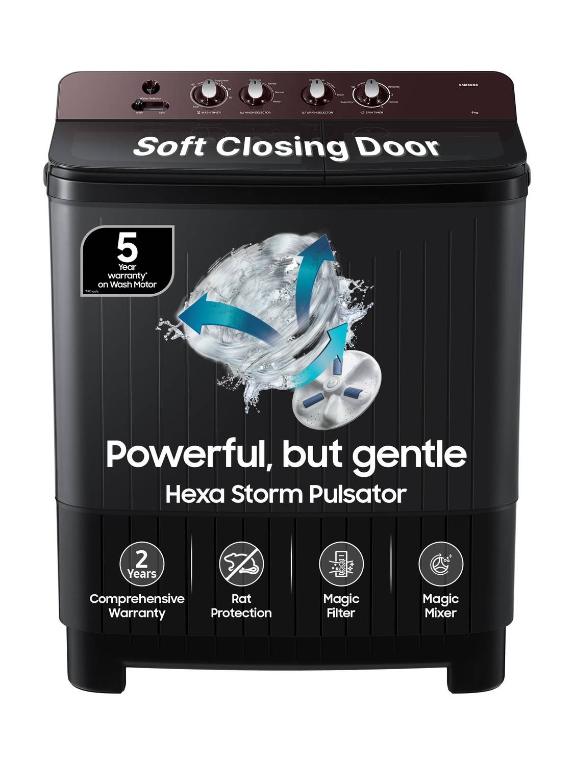 Samsung 8 kg Semi Auto Top Load Grey - Image 1