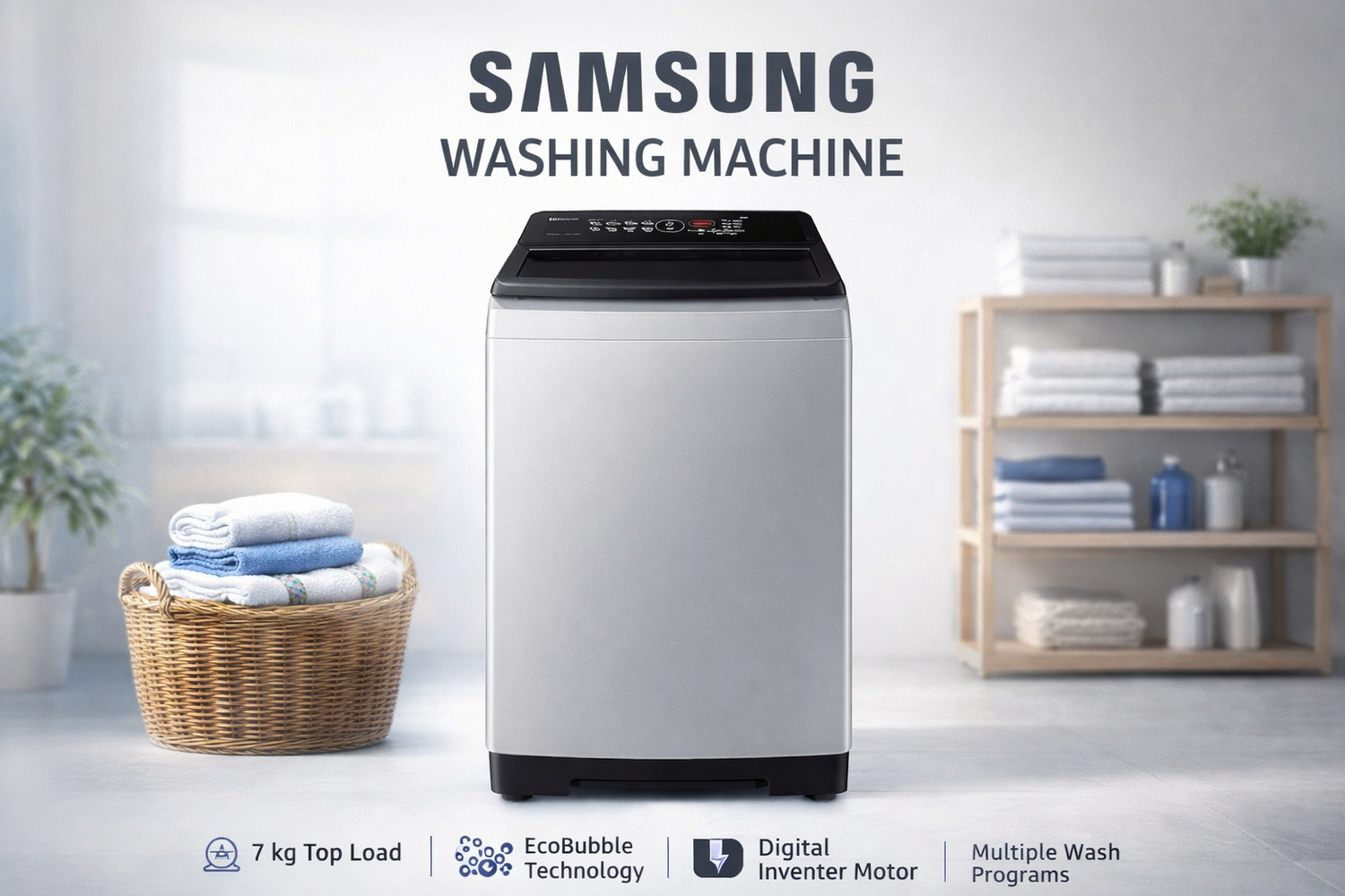 Image of Samsung 7 kg Fully Automatic Top Load Washing Machine Grey