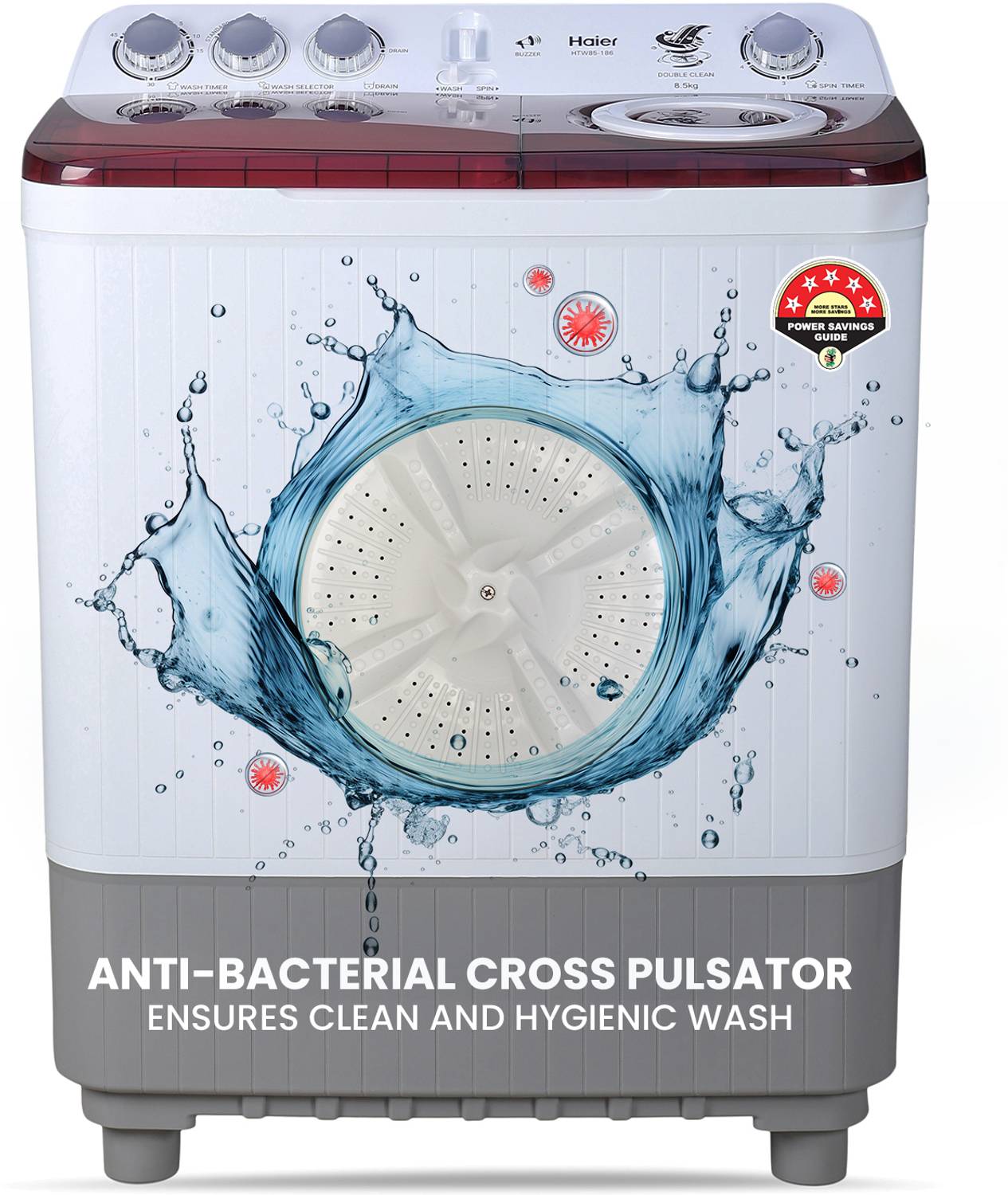 Haier 9 kg Oxyi Dry Technology, 1300 RPM, Spray Function, Wash Programs, Magic Filter, Rat Mesh Semi Automatic Top Load Washing Machine White