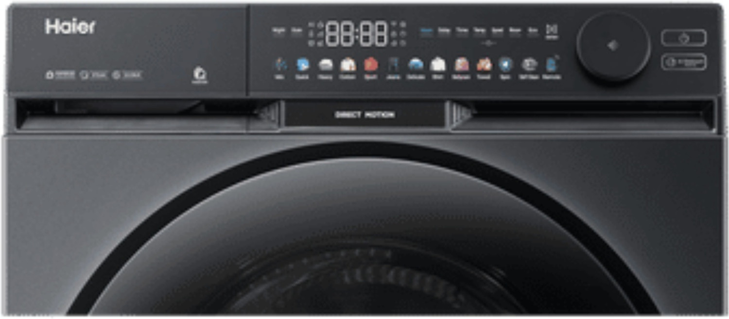 Image of Haier 12 kg 5 Star with AI Color Panel, One-Touch Smart Wash, Fabric Detection, Inbuilt Heater, WiFi Enabled, Washer Fully Automatic Front Load Washing Machine with In-built Heater Black