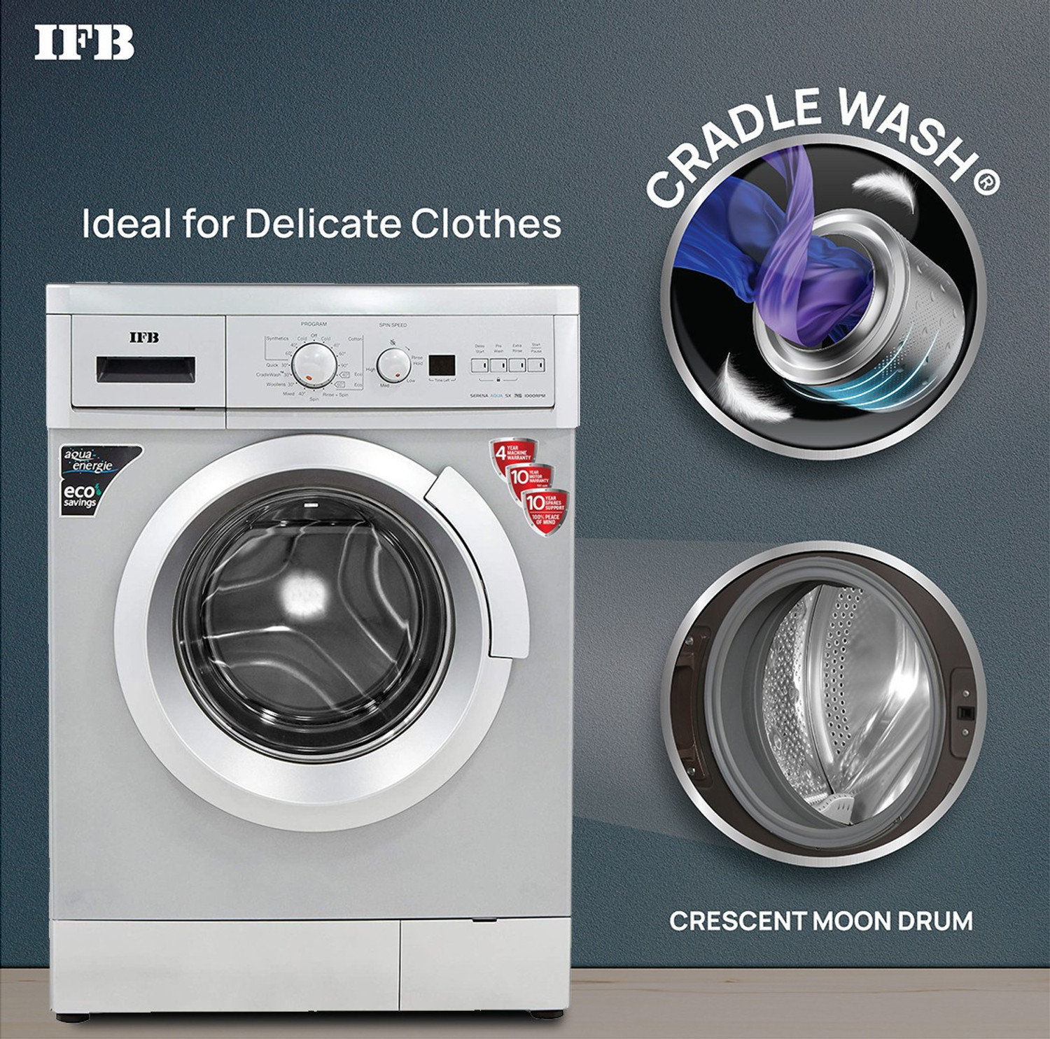 Image of IFB 7 kg Aqua Energie, Self Diagnosis Fully Automatic Front Load Washing Machine with In-built Heater Silver