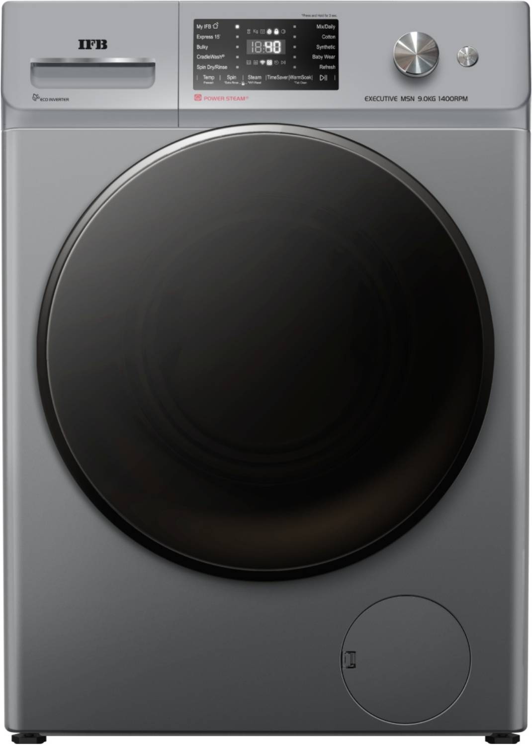 IFB 9 Kg Fully Automatic Front Load Washing Machine with In-built Heater Silver