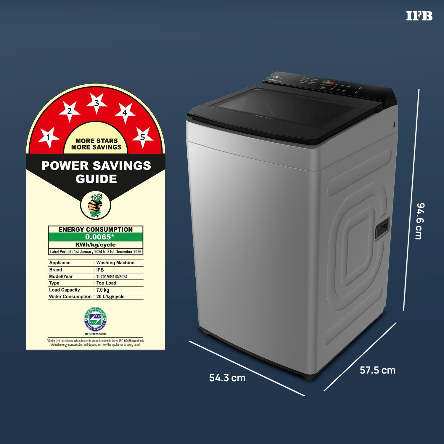 Image of IFB 7 kg 5 Star AI Powered DeepClean Technology with Eco-inverter, Activmix, AquaEnergie, Inbuilt Wheels Fully Automatic Top Load Washing Machine Grey