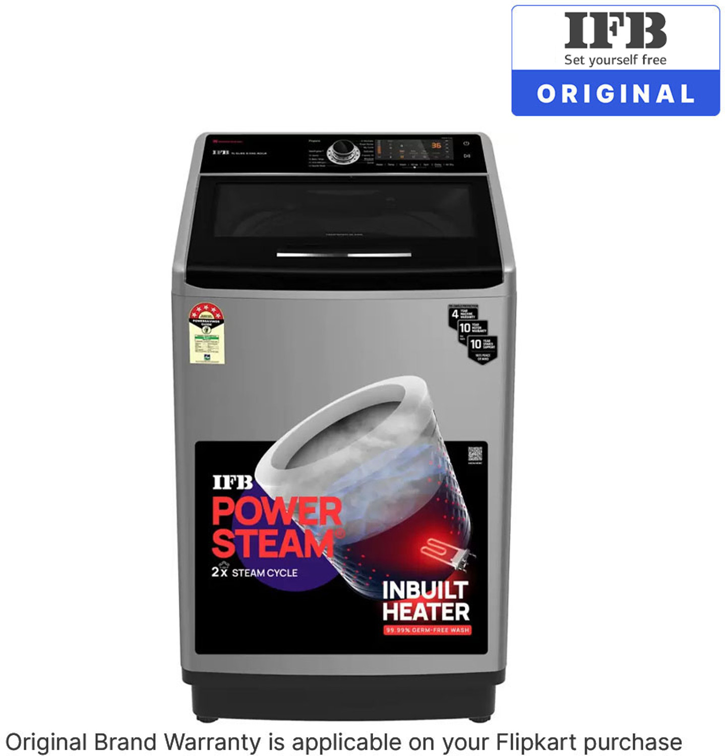 Image of IFB 9 kg Aqua Conserve Power Dual Steam, Fully Automatic Top Load Washing Machine with In-built Heater Silver