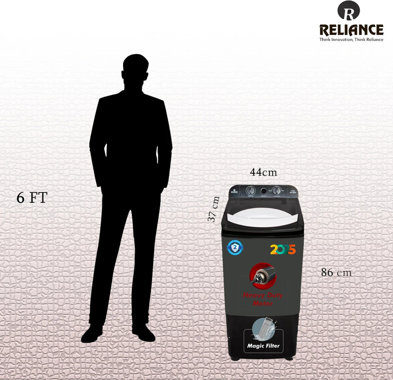 Image of Reliance 7.5 kg Washer only Grey, Black