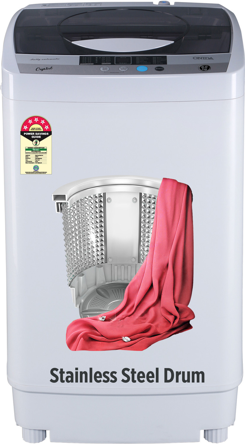 Image of ONIDA 6 kg 5 Star 10 Wash Programs Stainless Steel Drum Fully Automatic Top Load Washing Machine Grey