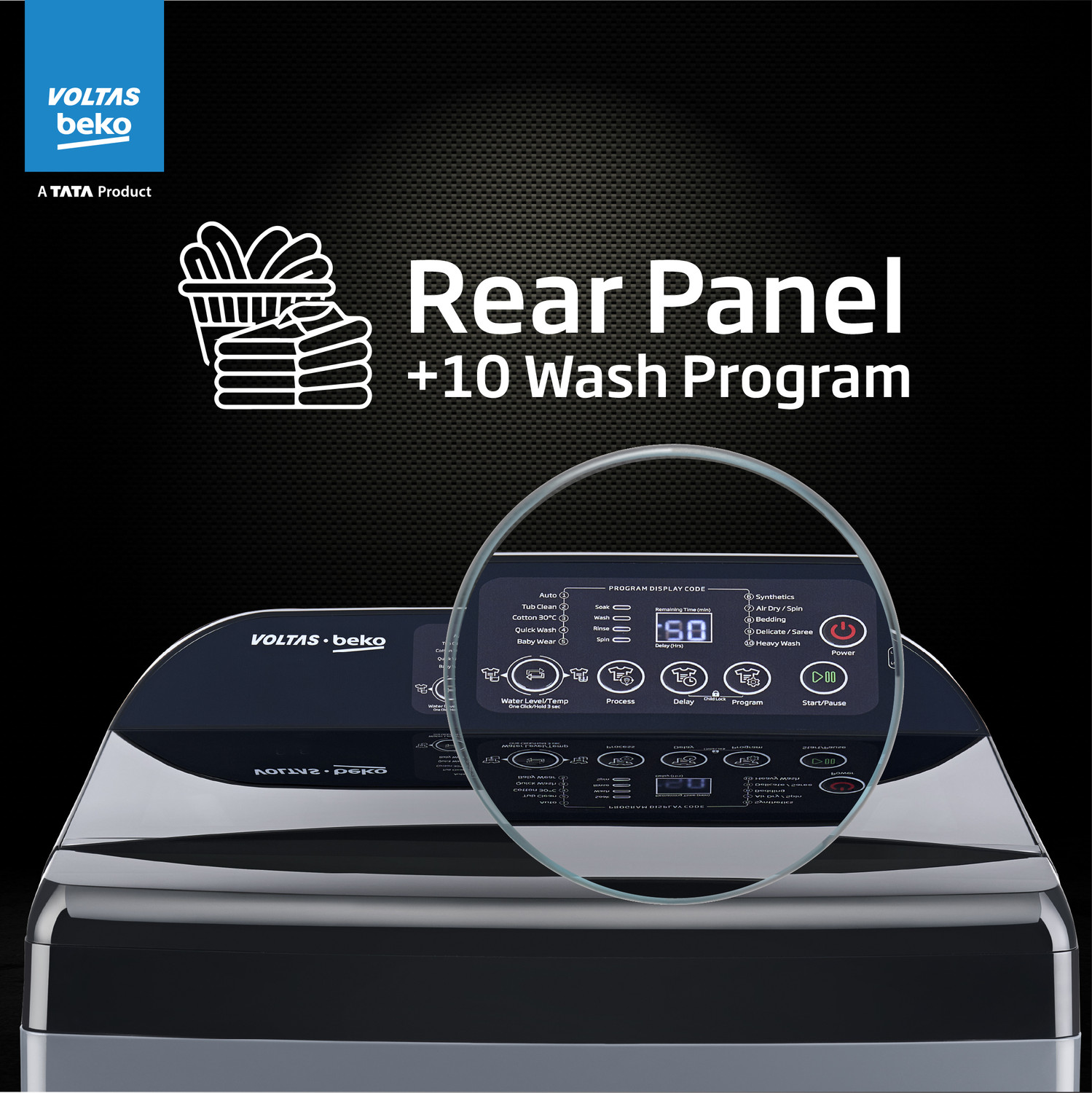 Image of Voltas Beko 8 kg Fully Automatic Top Load Washing Machine Grey