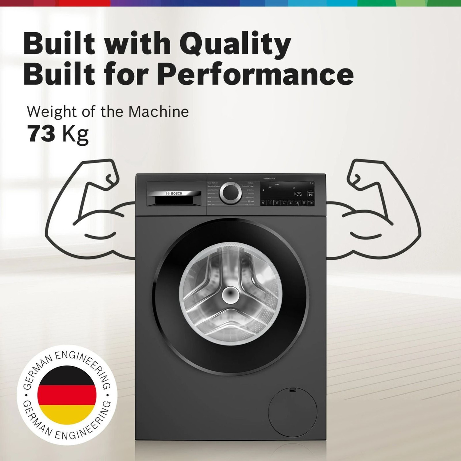 Image of BOSCH 9 kg Fully Automatic Front Load Washing Machine with In-built Heater Black