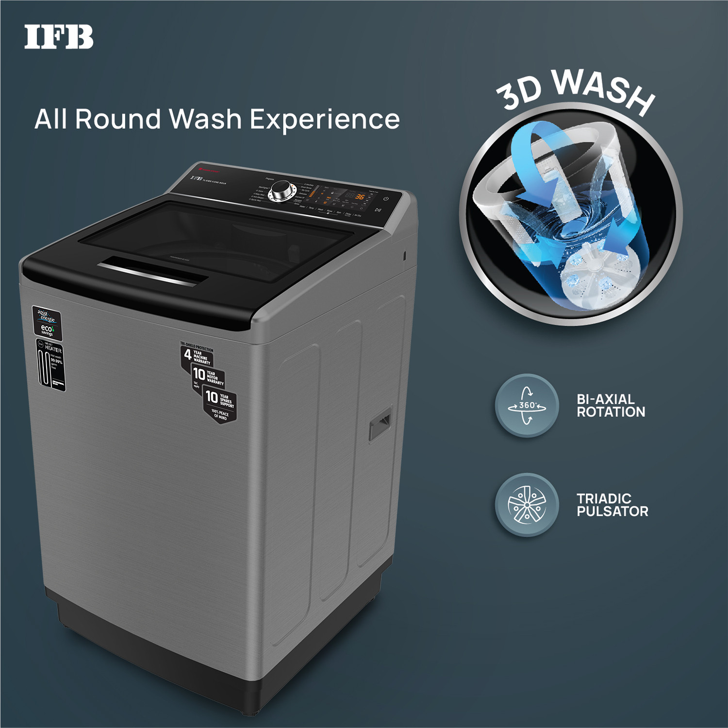 Image of IFB 11 kg Power Dual Steam, Fully Automatic Top Load Washing Machine with In-built Heater Grey