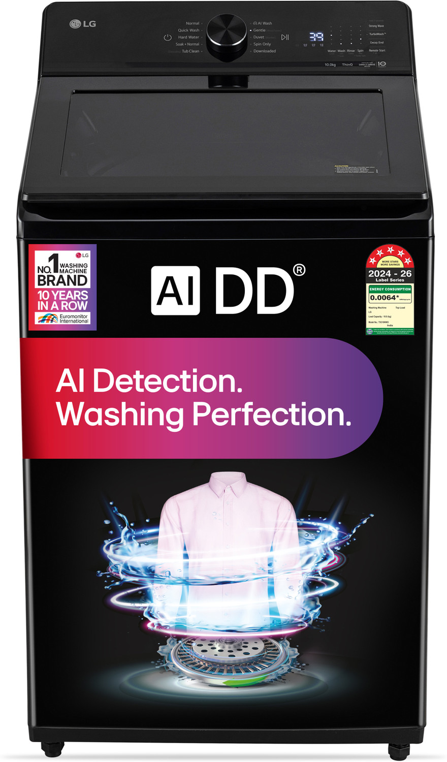 Image of LG 10 kg Fully Automatic Top Load Washing Machine Black