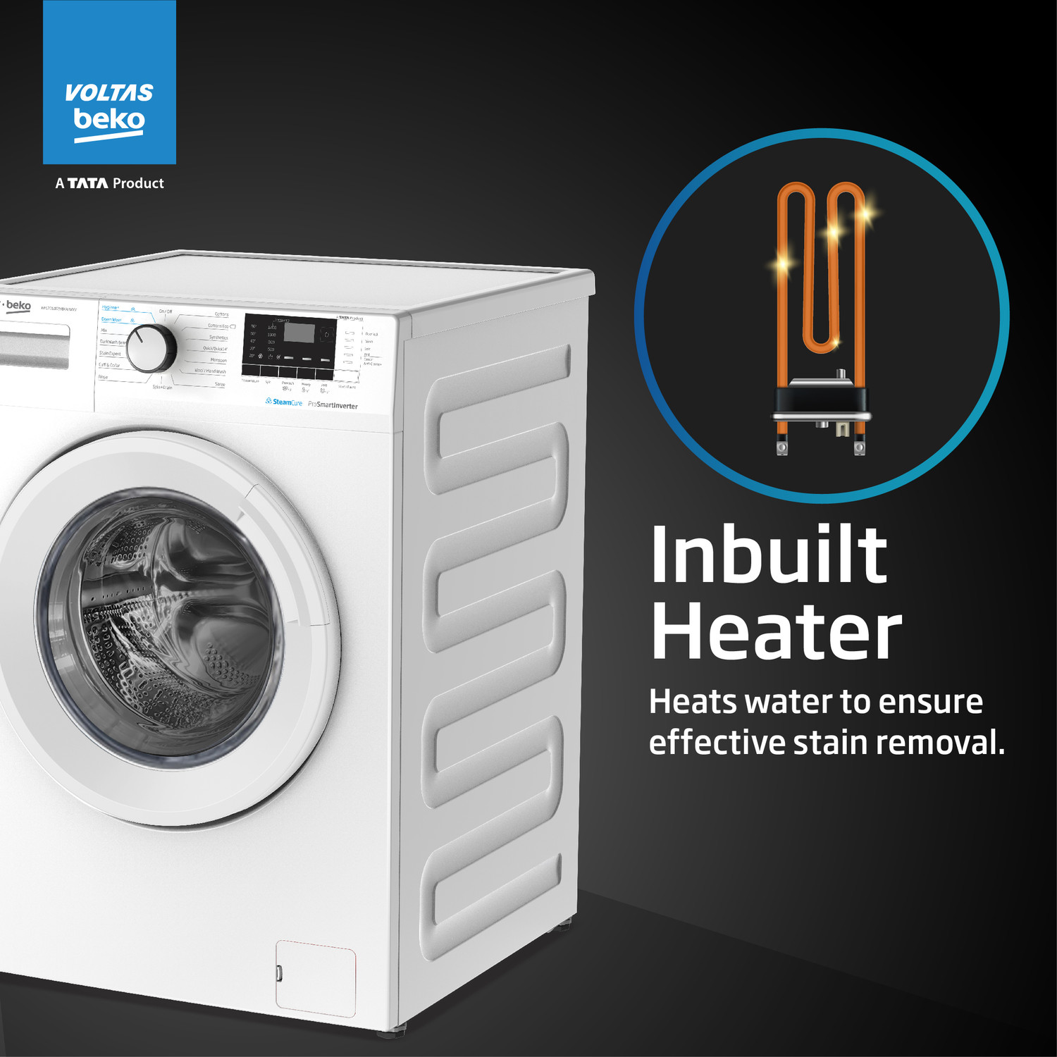 Image of Voltas Beko by A Tata Product 7 kg 5 Star Fully Automatic Front Load Washing Machine with In-built Heater White