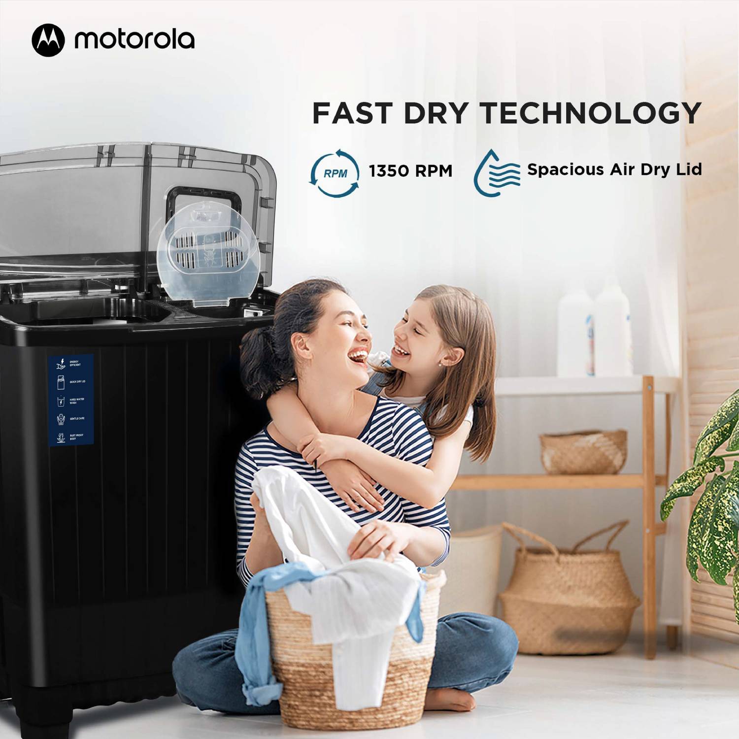 Motorola 7 kg Midnight Series Semi Auto Top Load Washing Machine - Image 3