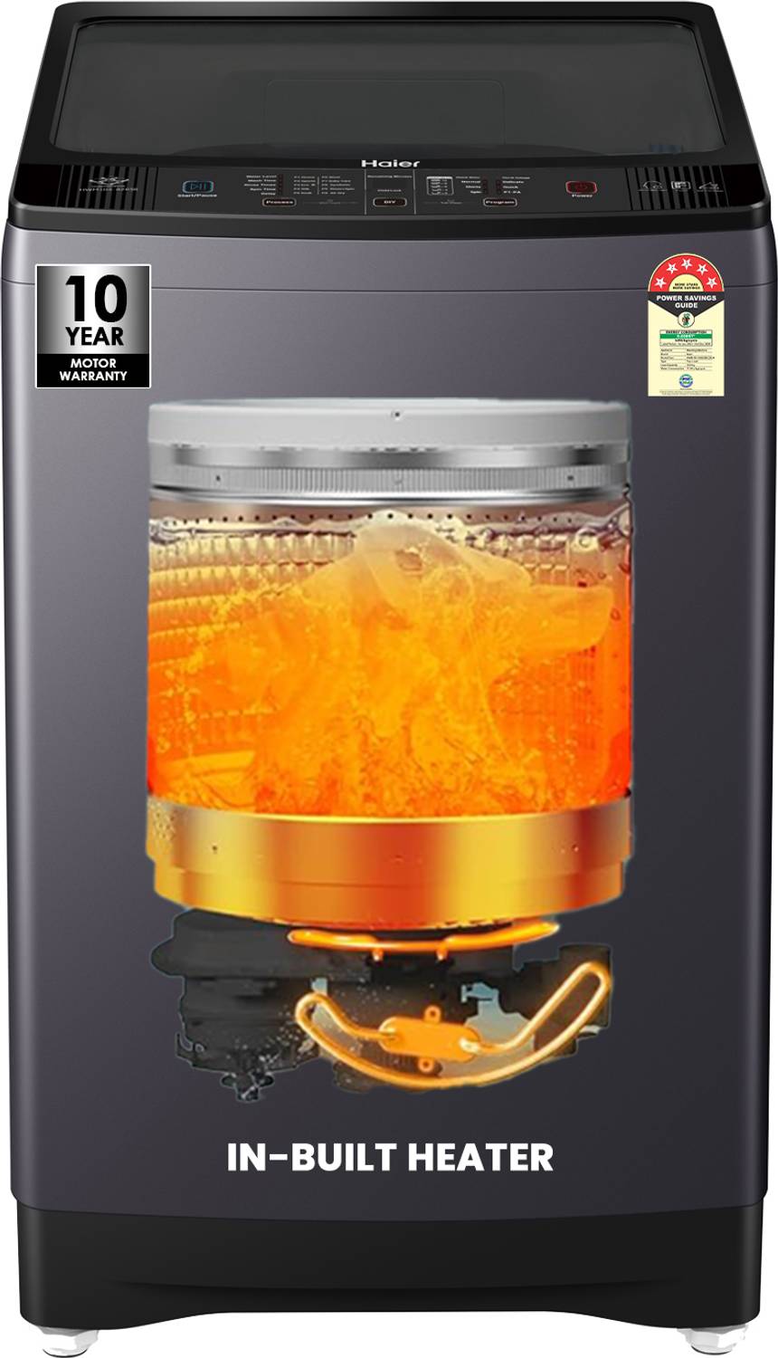 Haier 10.5 kg Fully Automatic Top Load Washing Machine with In-built Heater Silver