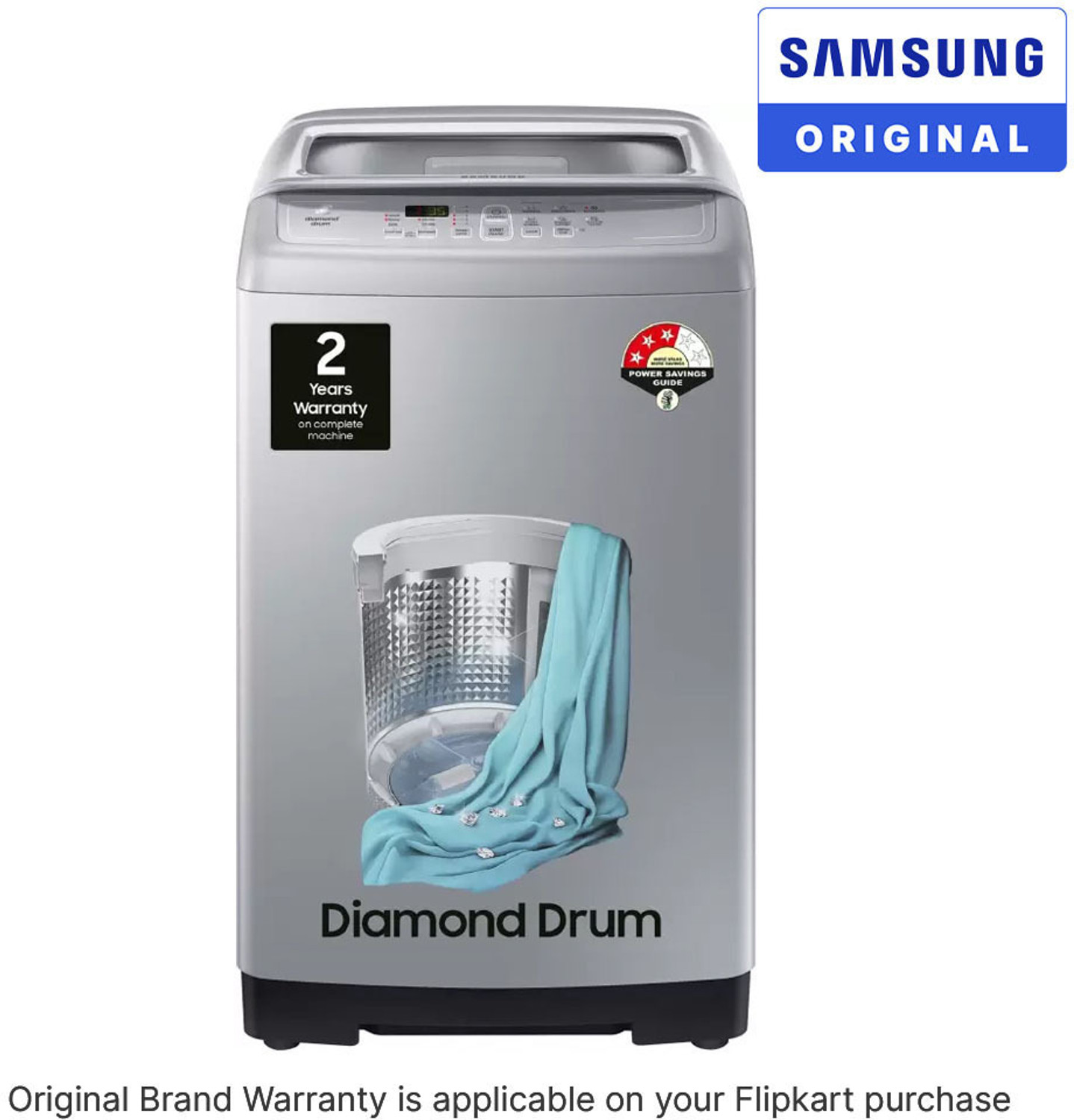Image of Samsung 7 kg Diamond Drum Fully Automatic Top Load Washing Machine Silver