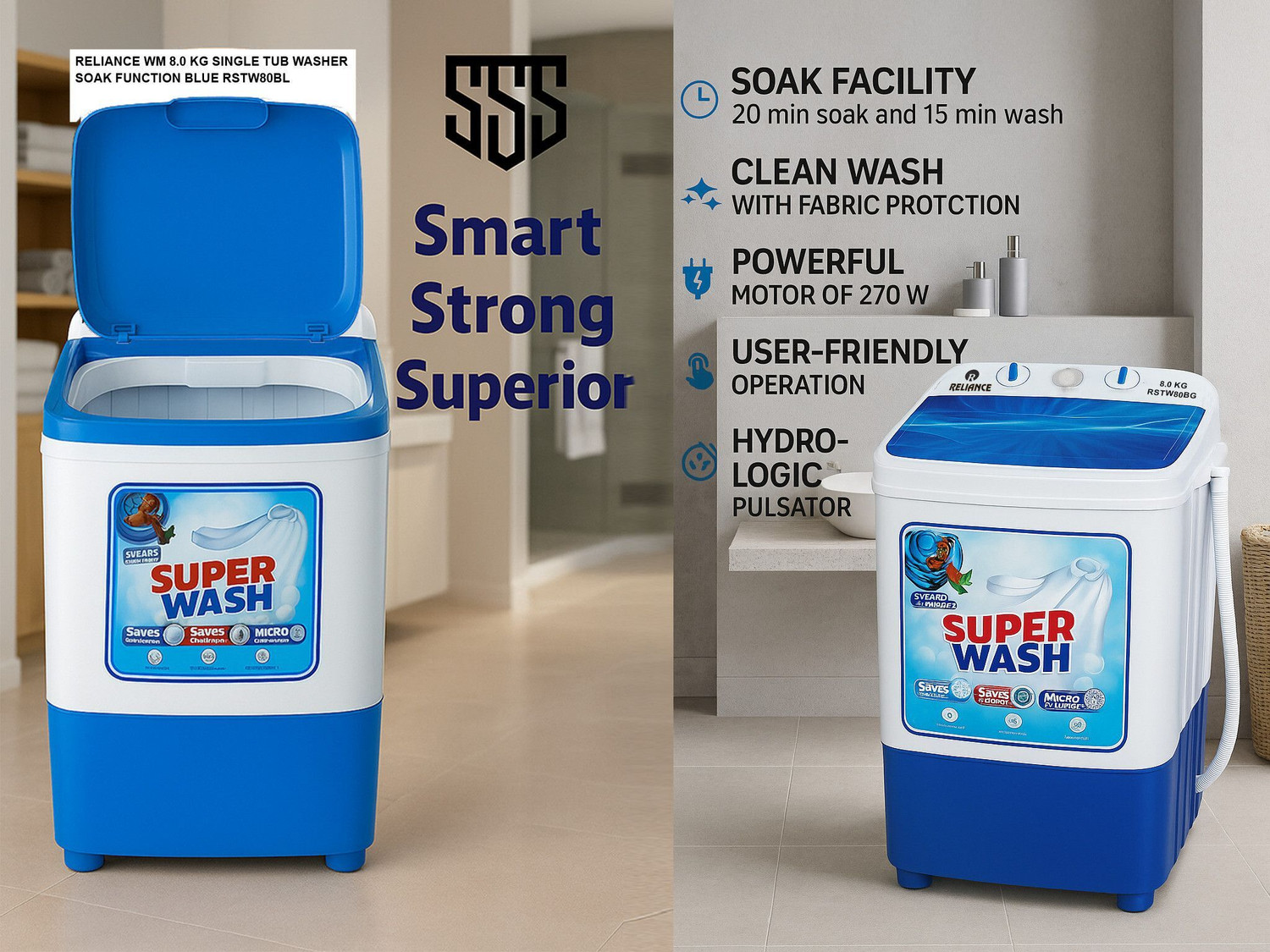Image of Reliance 8 kg Washer only Blue