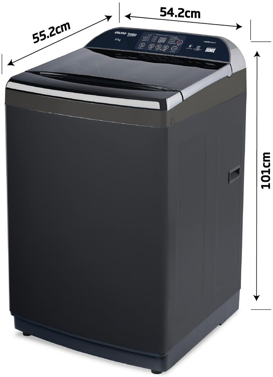 Image of Voltas Beko 8 kg Fully Automatic Top Load Washing Machine with In-built Heater Grey