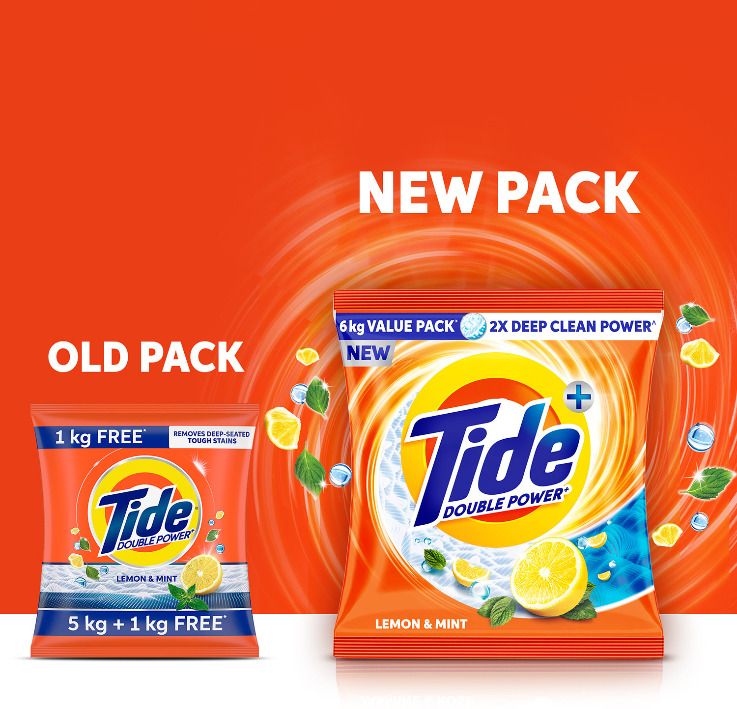 Image of Tide Plus 2X Deep Clean Power World No 1 Brand Detergent Powder (Lemon & Mint)