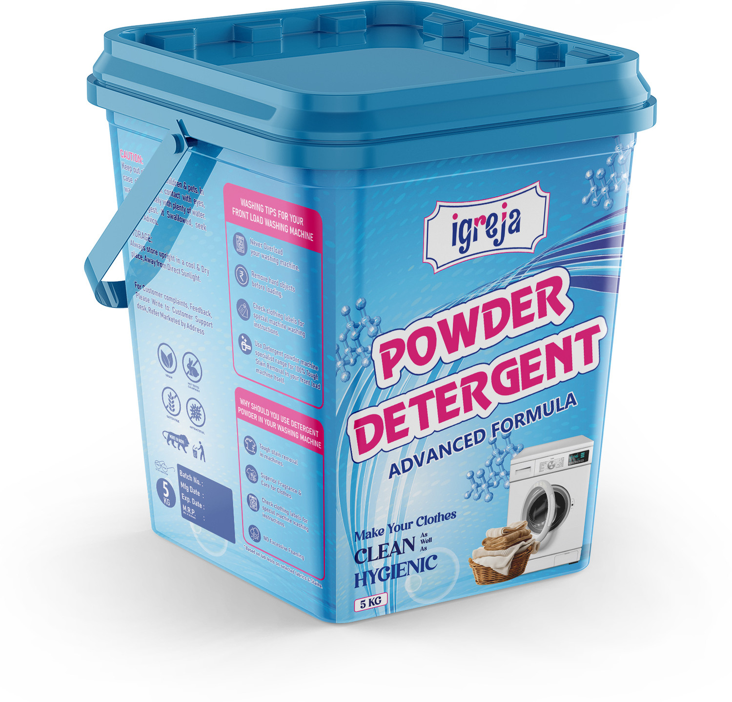 Image of IGREJA Bright Like New Matic Front /Top Load Blue Detergent Powder 5 kg Detergent Powder (Fresh)