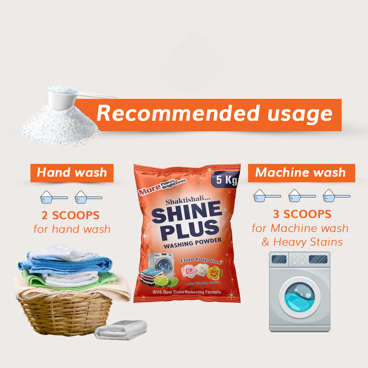 Image of Orveen Shaktishali Shine Plus Washing Powder 10Kg | Bright Shine -Quick Disolve Formula Detergent Powder (Original Scent)