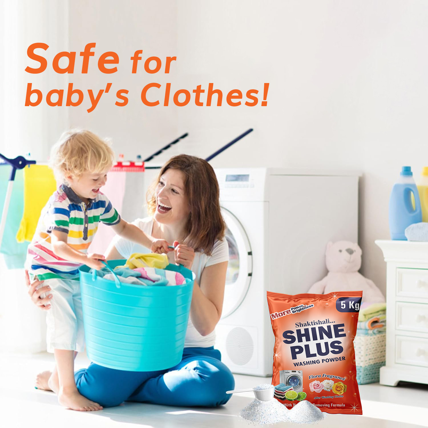 Image of Orveen Shaktishali Shine Plus Washing Powder 10Kg | Bright Shine -Quick Disolve Formula Detergent Powder (Original Scent)
