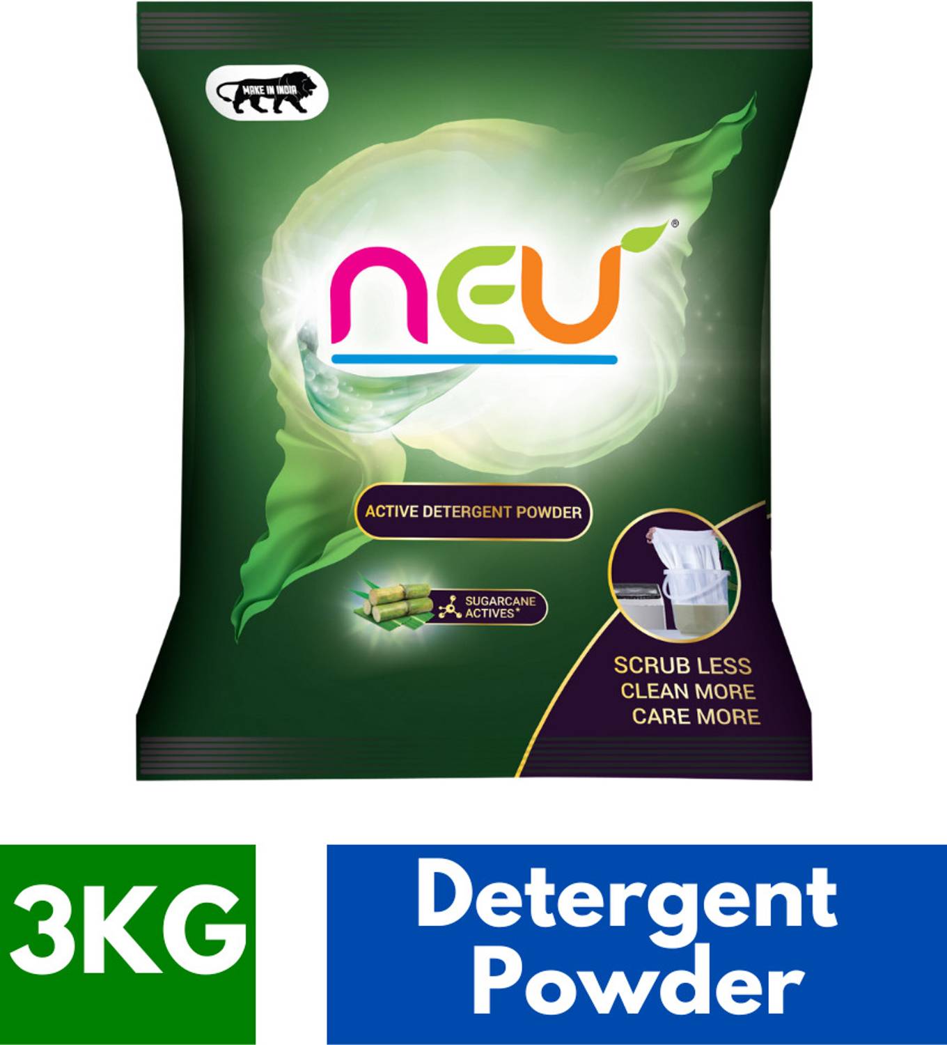 NEU Active detergent 3kg Detergent Powder (Lemon) (3 kg)