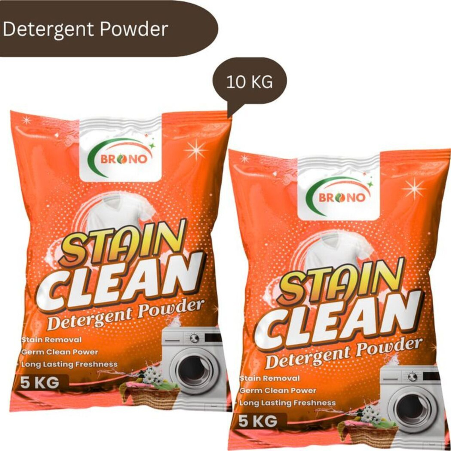 Image of Brono Turbo Clean Detergent Powder | Strong Wash | Fresh Clothes | PK1H2 Detergent Powder (Multi)