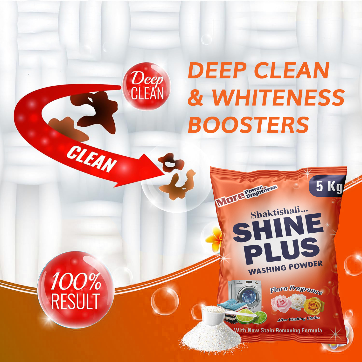 Image of Orveen Shaktishali Shine Plus Washing Powder 10Kg | Bright Shine -Quick Disolve Formula Detergent Powder (Original Scent)