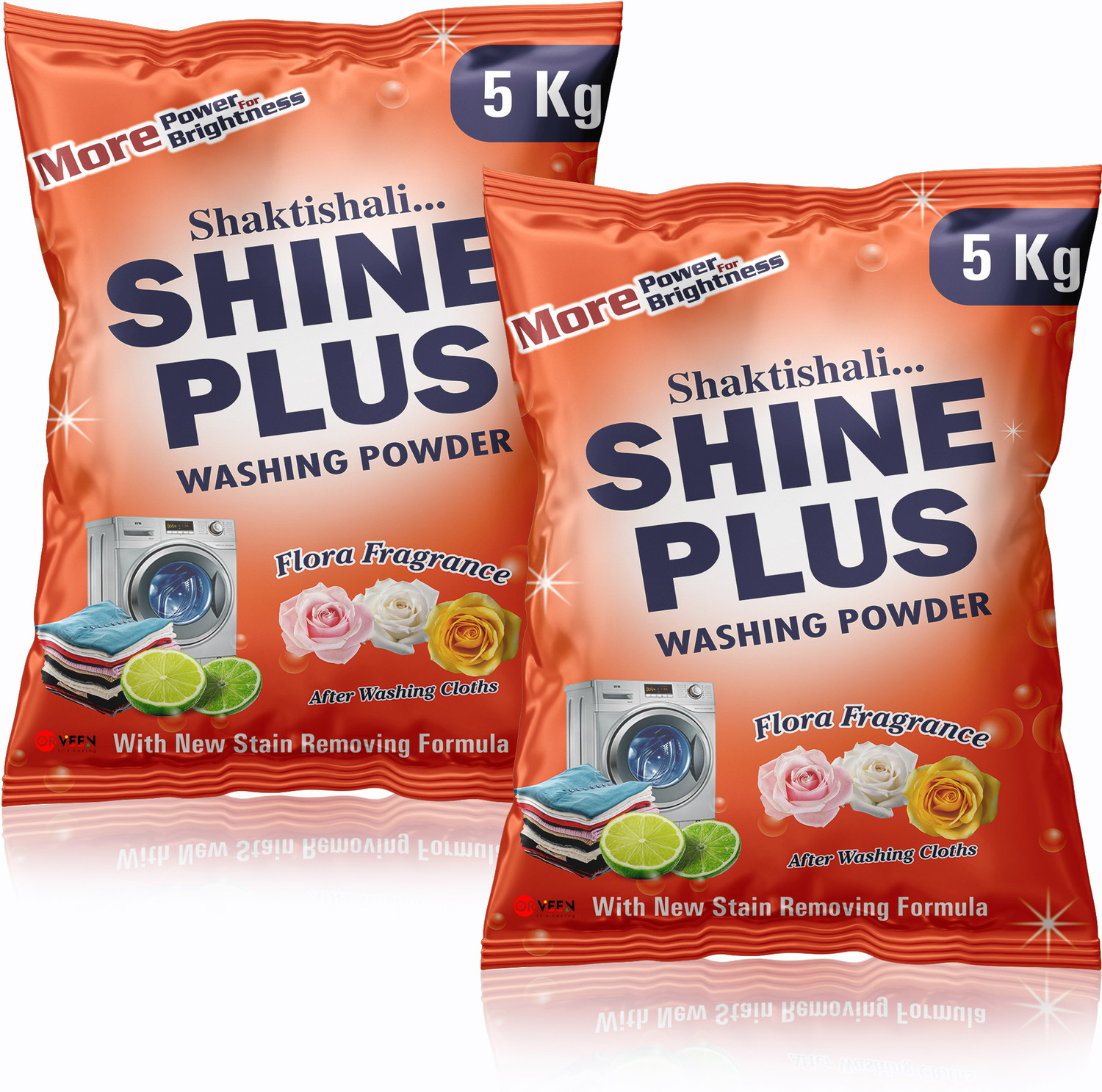 Image of Orveen Shaktishali Shine Plus Washing Powder 10Kg | Bright Shine -Quick Disolve Formula Detergent Powder (Original Scent)