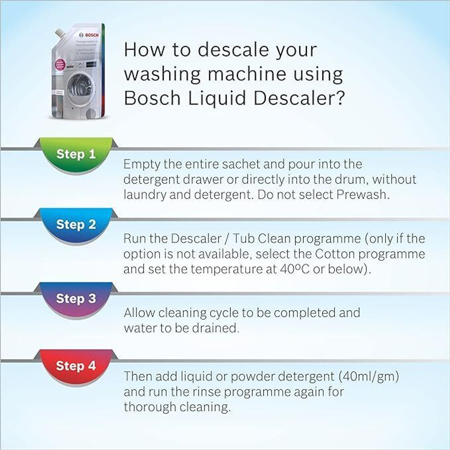 Image of BOSCH Liquid Descaler for Washing Machine - 200ml Detergent Powder