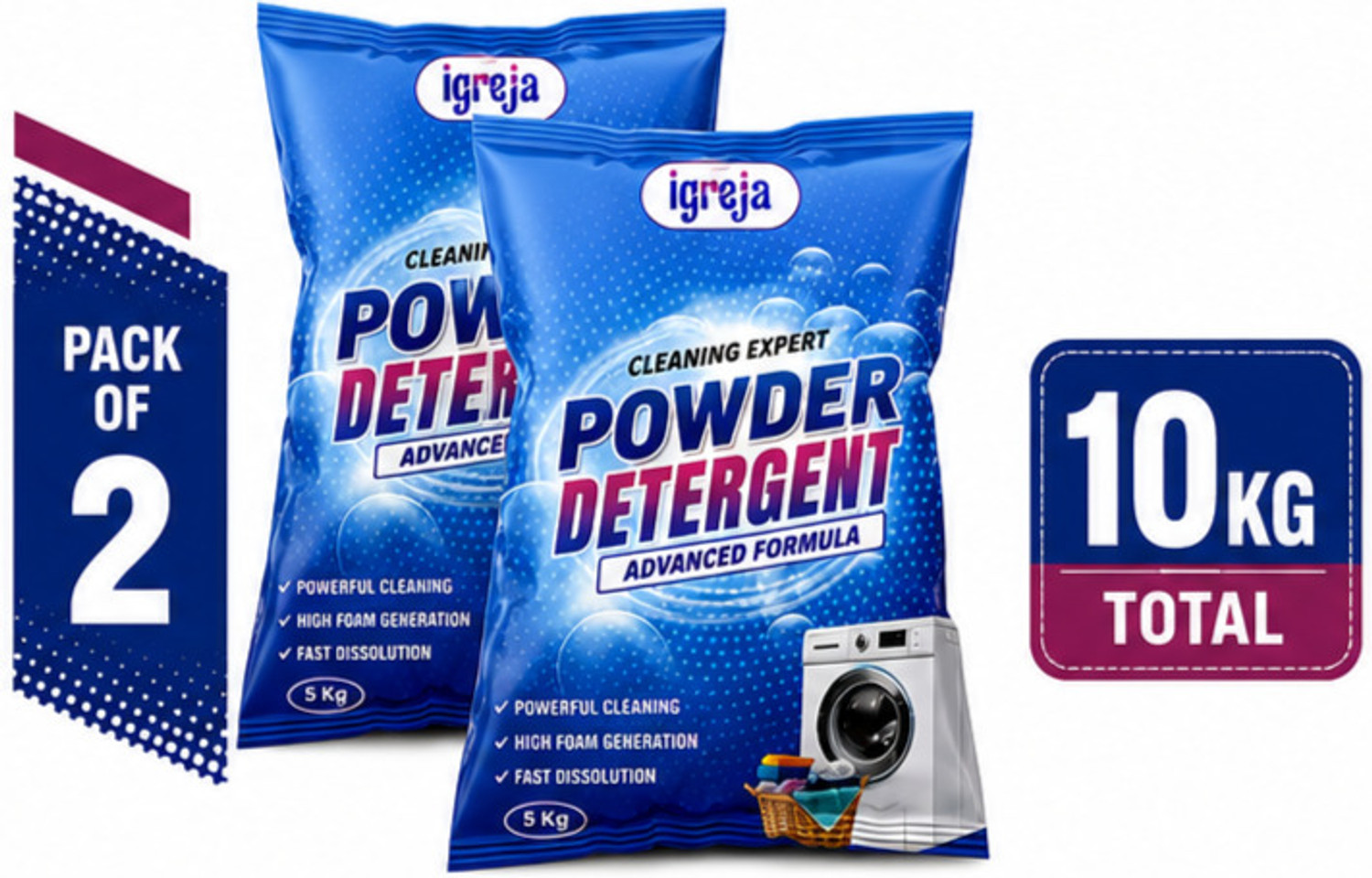 Image of IGREJA Cleaning Expert Laundry Detergent Powder 10 kg Bucket & Machine Detergent Powder (Fresh)