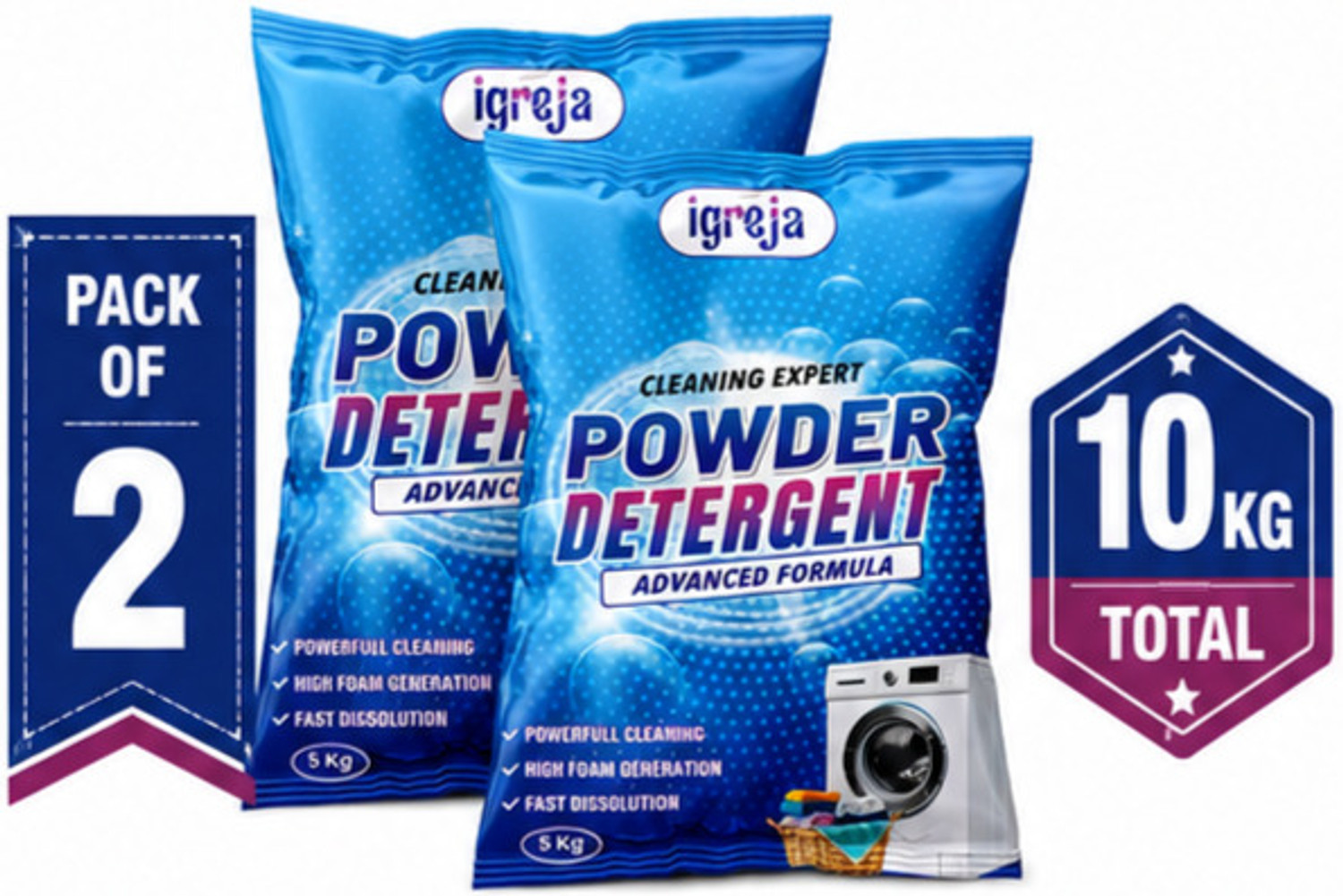 Image of IGREJA Cleaning Expert Multi Purpose Laundry Powder 10 kg Detergent Powder (Fresh)