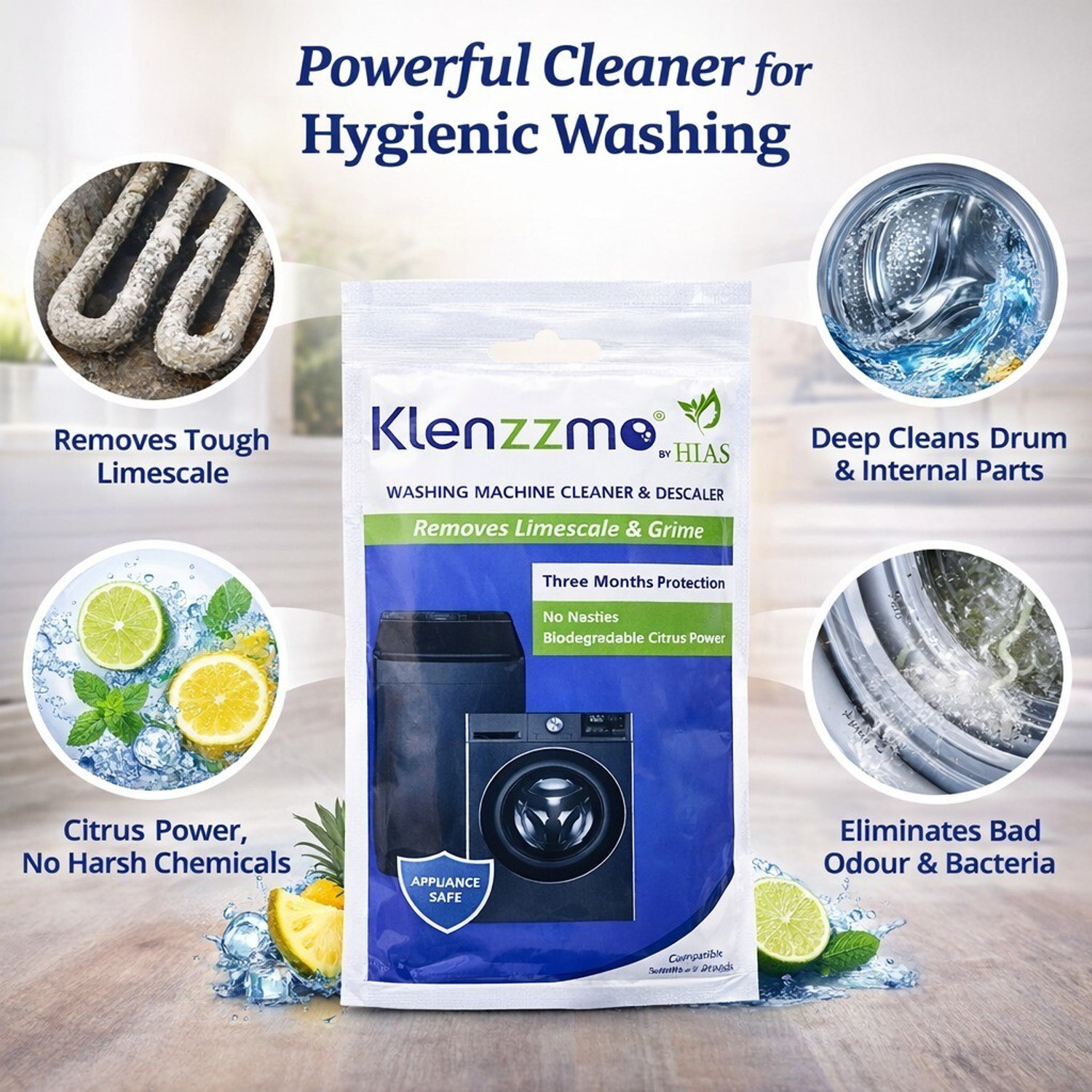 Image of AQUALEE Klenzzmo Descaler Powder For Front & Top load Machine Detergent Powder Descaler