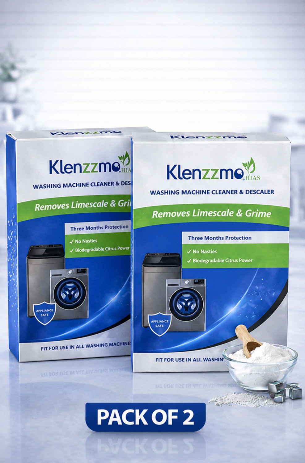 Image of AQUALEE Klenzzmo Descaler Powder For Front & Top load Machine Detergent Powder Descaler