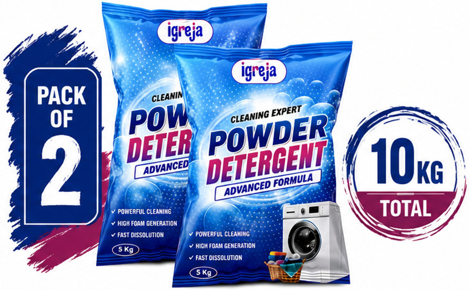 Image of IGREJA Cleaning Expert Premium Laundry Powder 10 kg Detergent Powder (Fresh)