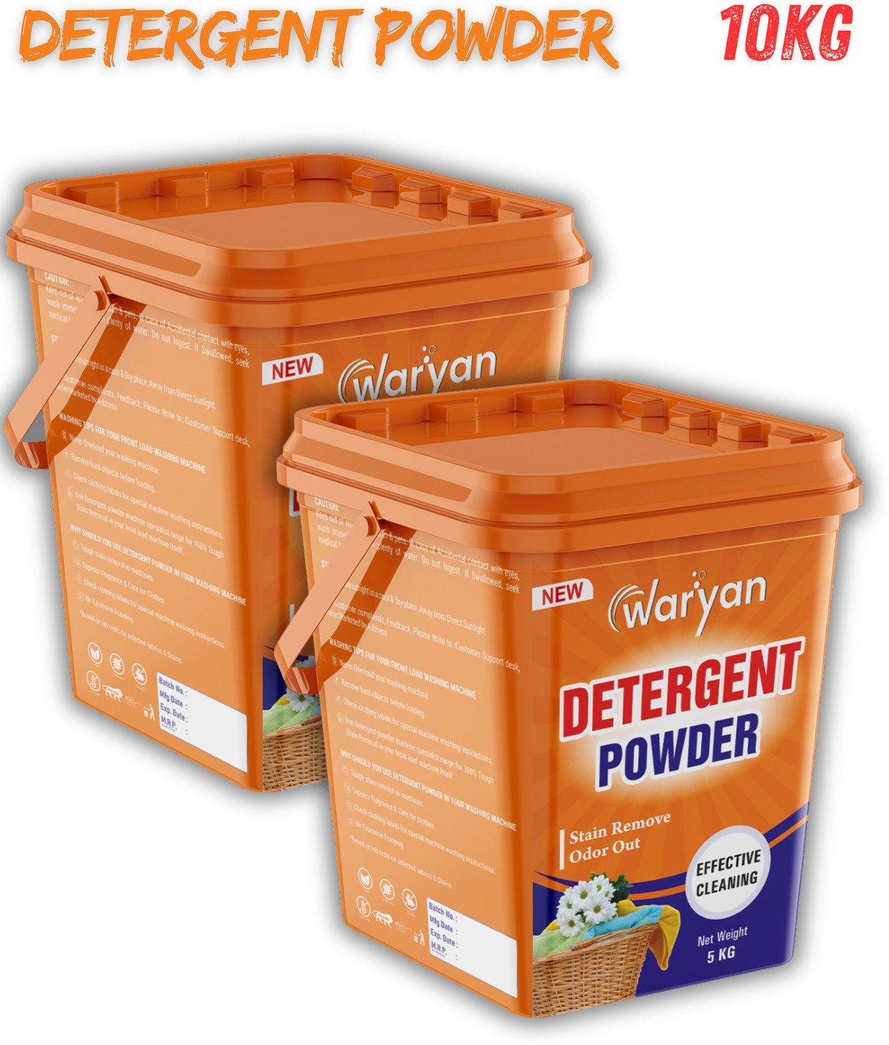 Image of WARYAN Quick Dissolution Remove Tough Dried Stain Orange-Effective Cleaning Detergent Powder (Fresh)