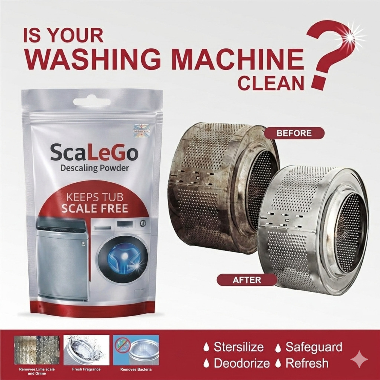 Image of SAINAL Washing Machine Descaler | Drum & Tub Cleaner | Fresh Fragrance Descaler (NA)