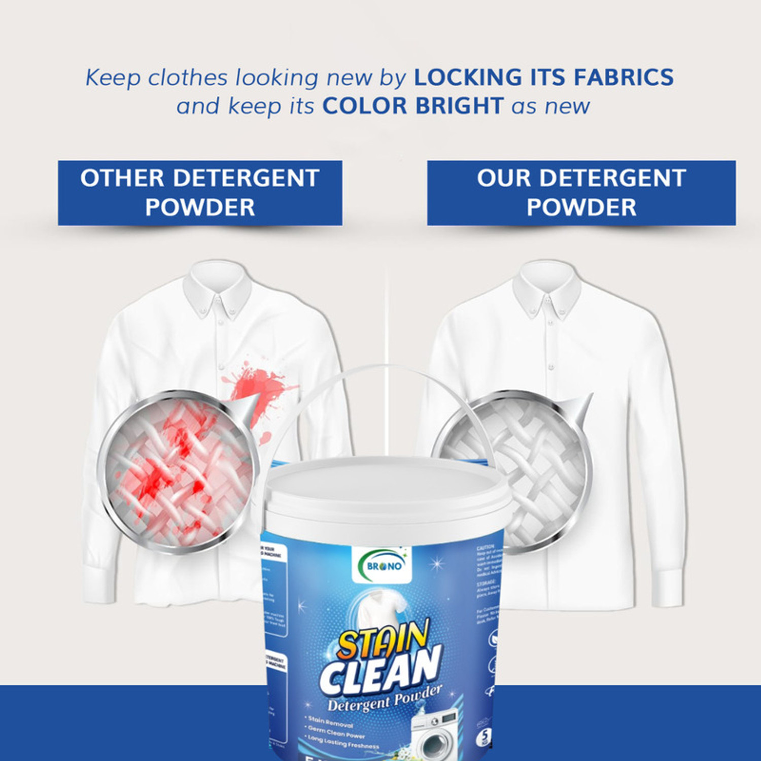 Image of Brono PureFoam Strong Stain Fighter Powder Detergent Powder