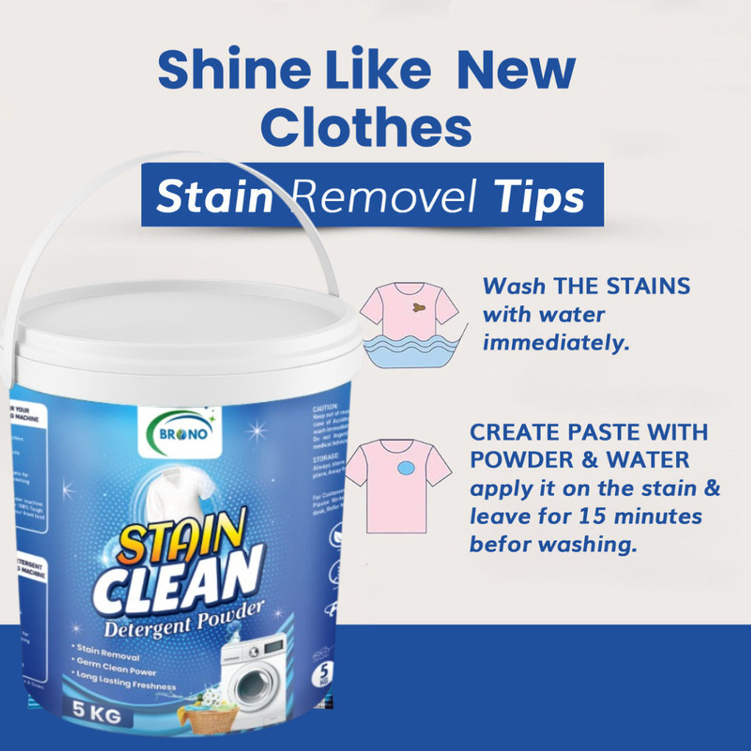 Image of Brono PureFoam Strong Stain Fighter Powder Detergent Powder