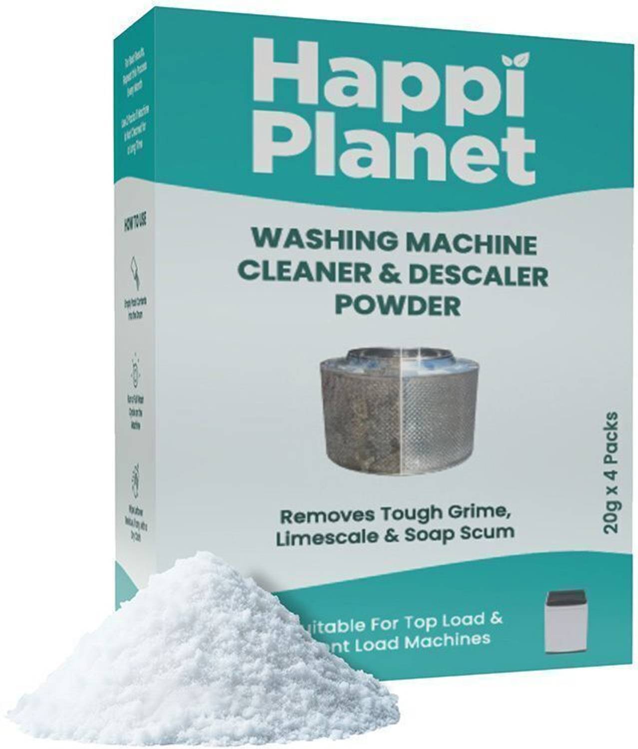 Happi Planet Washing Machine Cleaner & Descaler Powder 4 Sachets - Image 1