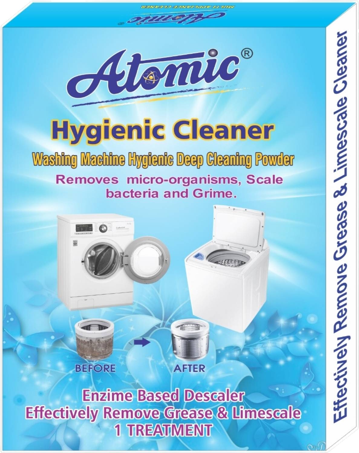 ATOMIC Washing Machine Hygienic Deep Cleaner 150 GM | Descaler Powder Top & Front Load Stain Remover