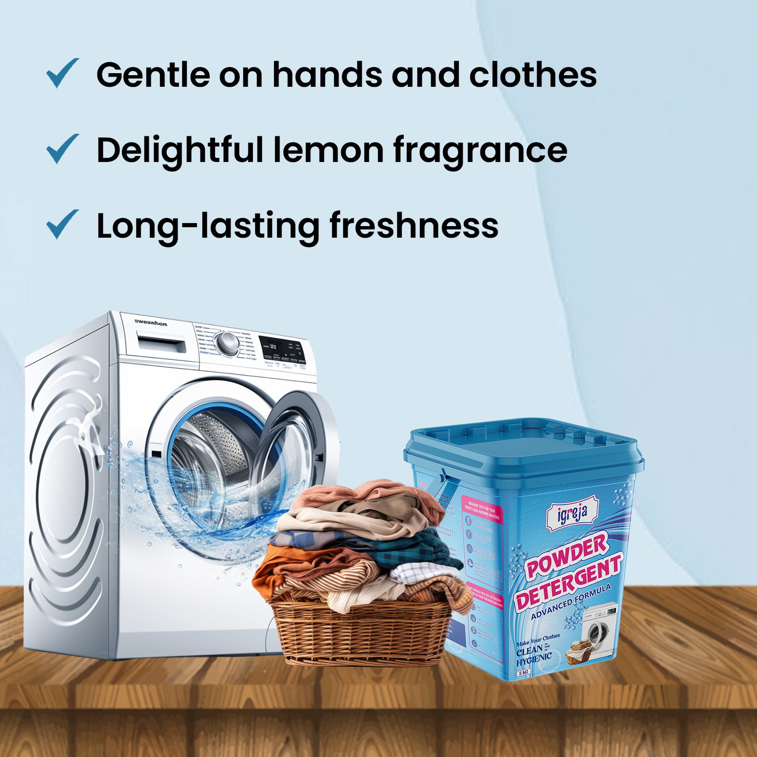 Image of IGREJA Bright Like New Matic Front /Top Load Blue Detergent Powder 5 kg Detergent Powder (Fresh)