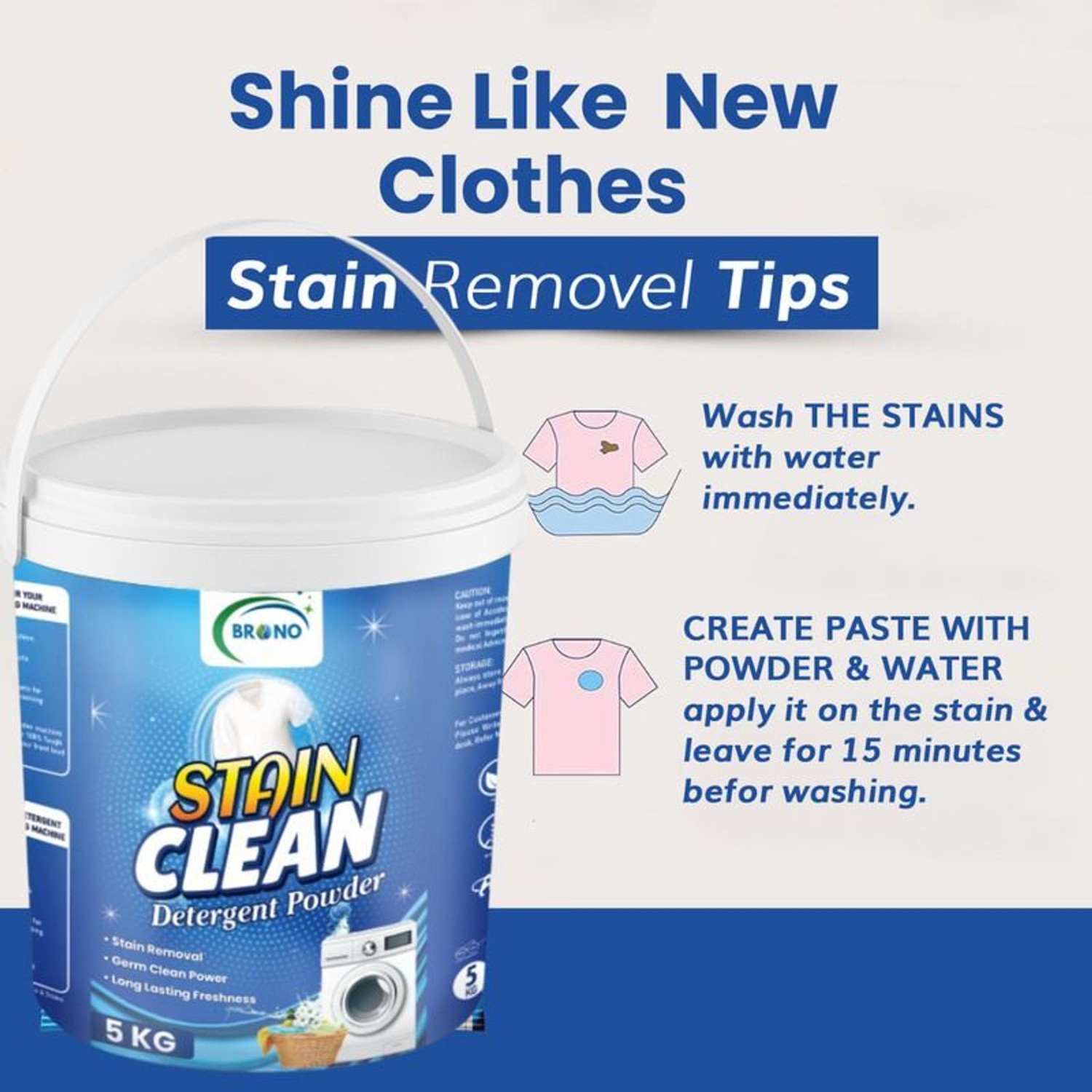 Image of Brono CrystalWash Active Clean Detergent Powder | PC1M3 Detergent Powder (Multi)