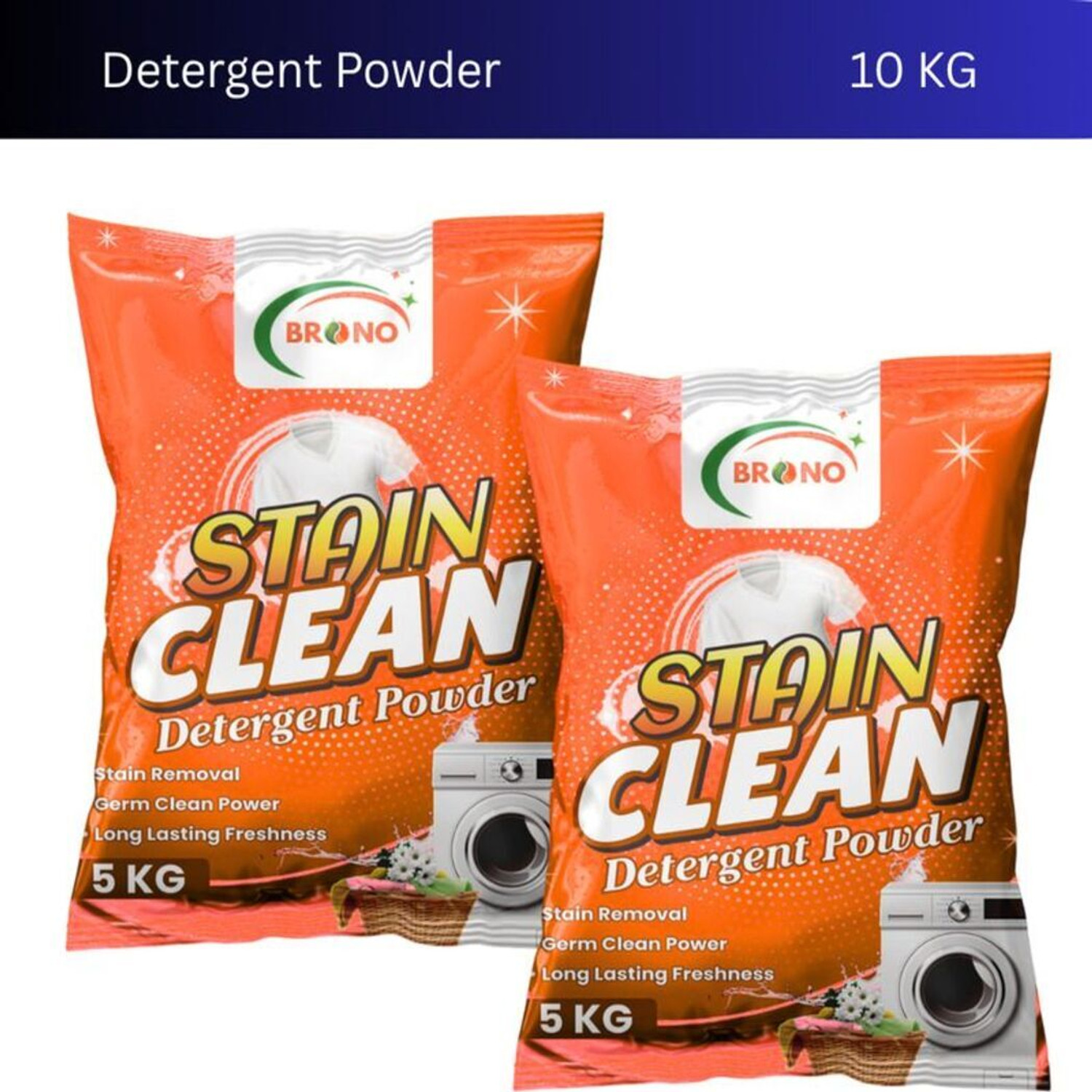 Image of Brono Active Fresh Detergent Powder | Tough on Dirt | Gentle Wash | PK1Z2 Detergent Powder (Multi)