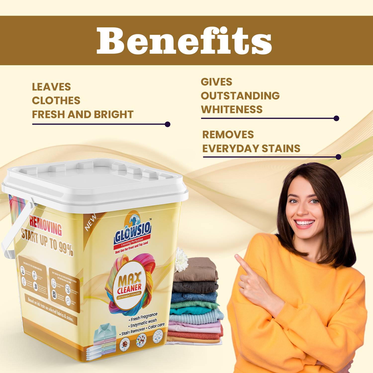 GLOWSIO NEW MAX CLEANER Detergent Powder 4KG - Image 3