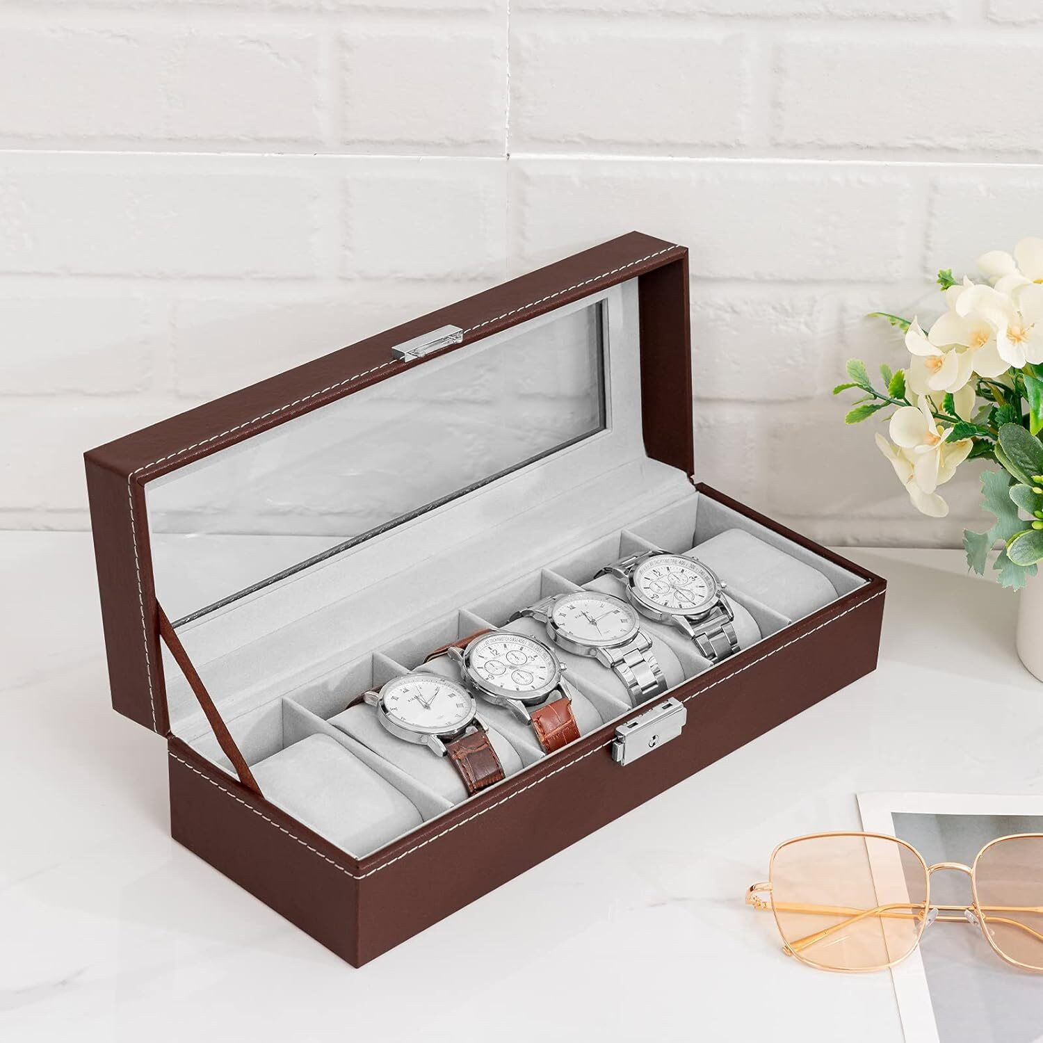 Image of netizen Quality Leather 6 Slot Watch Storage Box Watch Box