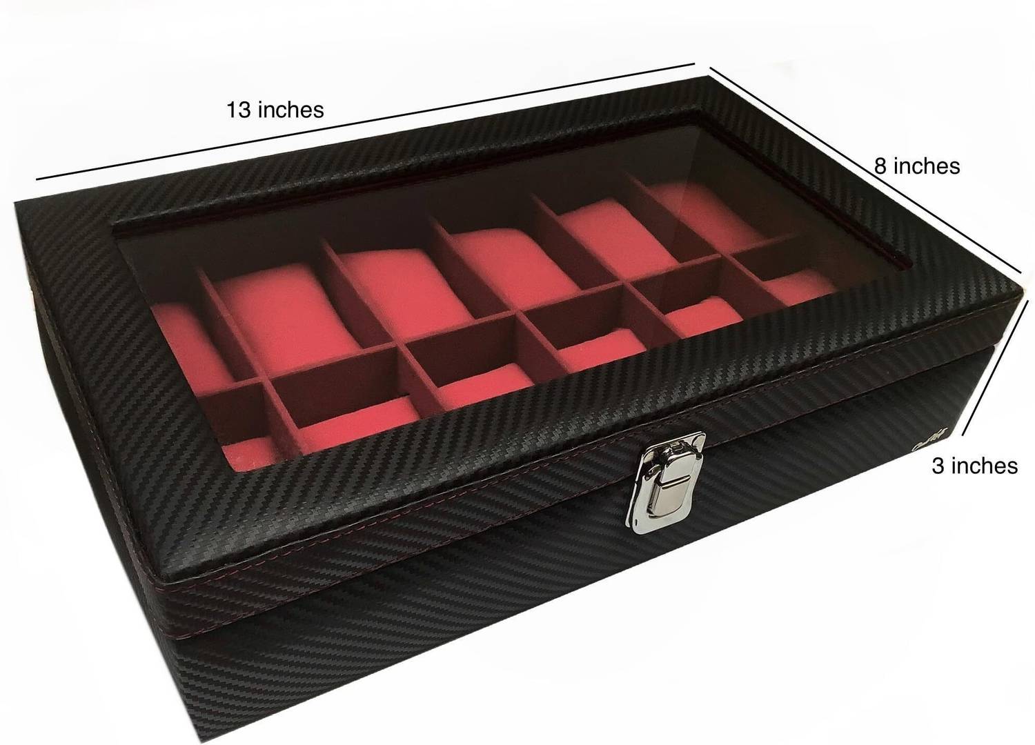 ChestKraft 12 Slot Watch Box Organizer Black - Image 3